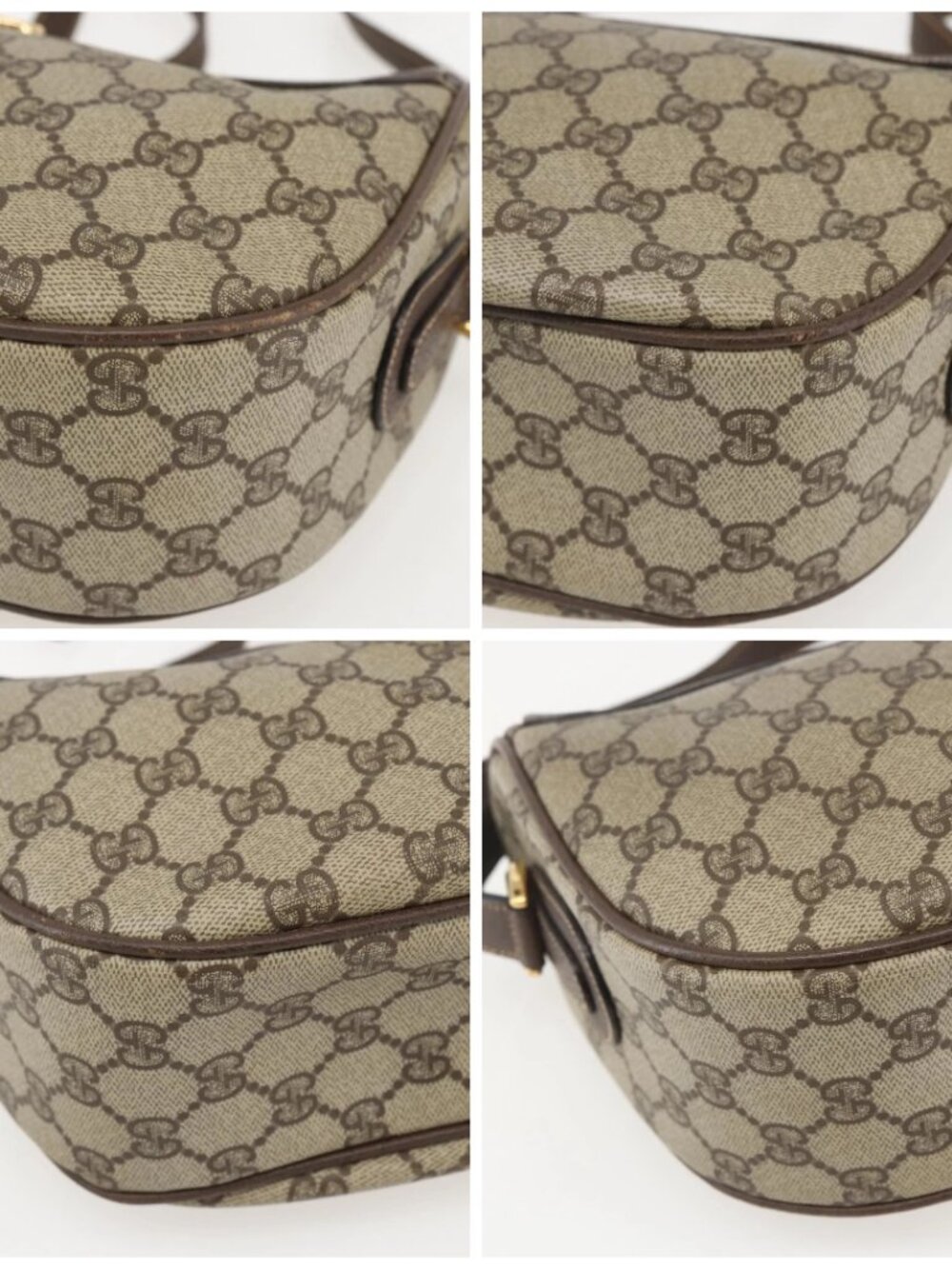 GUCCI GG Supreme Web Sherry Line Shoulder Bag PVC Beige Gold Auth 160559 - Picture 14 of 16